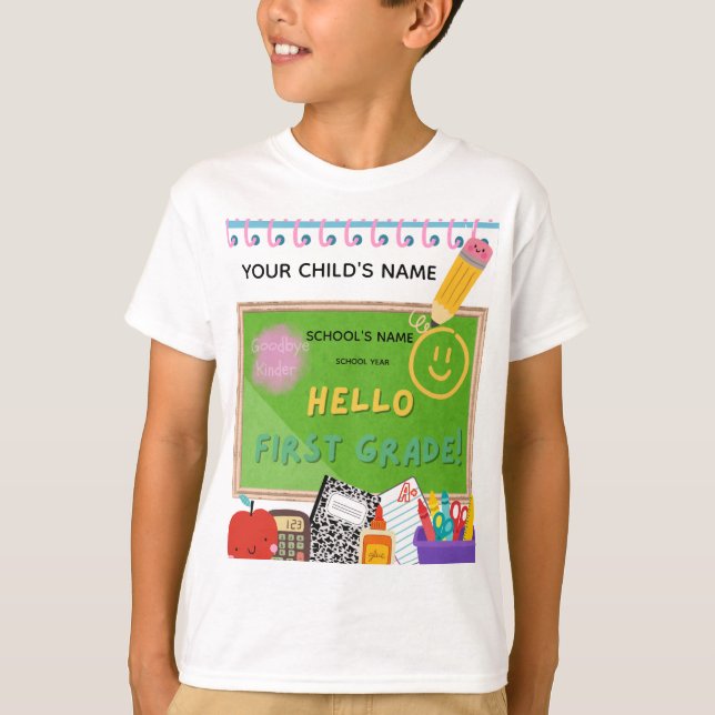 T-shirt BLEEGRAPICS: Bonjour Première Année! (Devant)