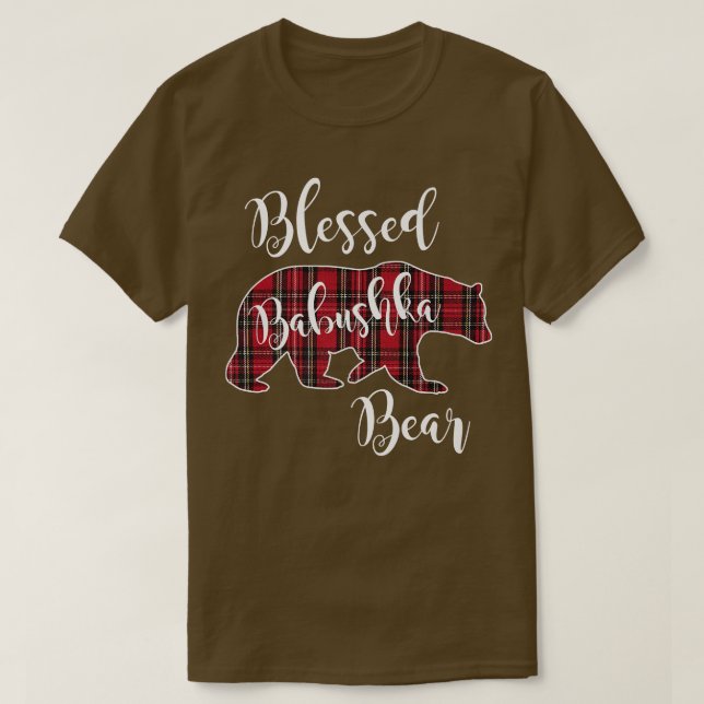T-shirt Blessé Babushka Ours Rouge Tartan Plaid Amusant Gr (Design devant)
