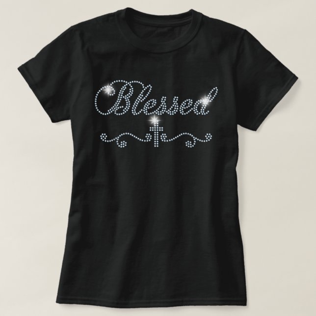 T-shirt Blessé Bling Rhinestone Bling Femmes Maman Fête de (Design devant)