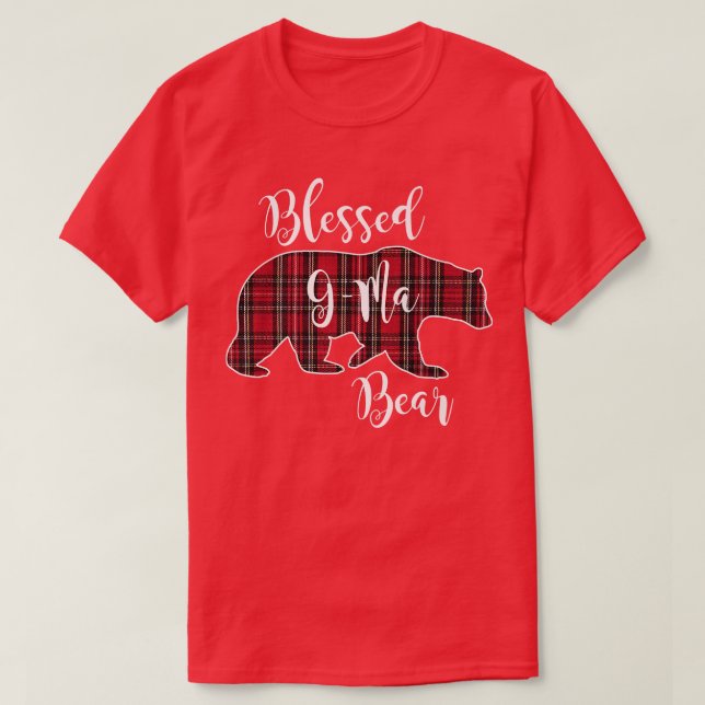 T-shirt Blessé G-Ma Ours Rouge Tartan Plaid Grandma Cadeau (Design devant)