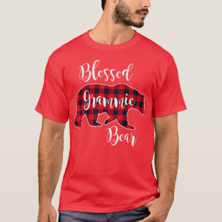 T-shirt Blessé Grammie Ours Rouge Buffalo Check Plaid Gran
