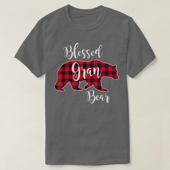 T-shirt Blessé Gran Bear Rouge Buffalo Check Plaid Fun Gra (Design devant)