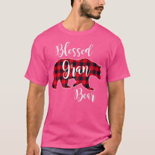 T-shirt Blessé Gran Bear Rouge Buffalo Check Plaid Fun Gra