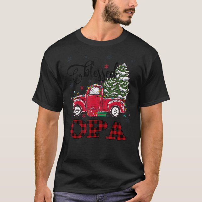 T-shirt Blessé Opa Noël Famille Lumières Camion Rouge Tr (Devant)