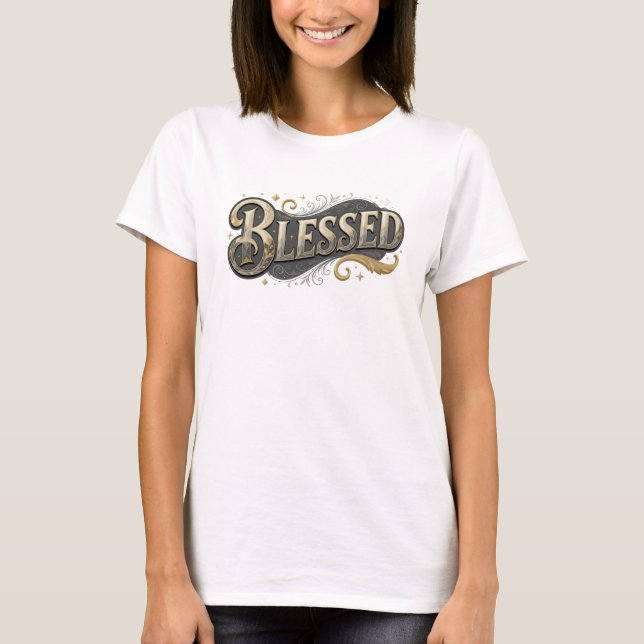T-shirt BLESSED 2D Élégant et Stylé Art de Mode (Devant)