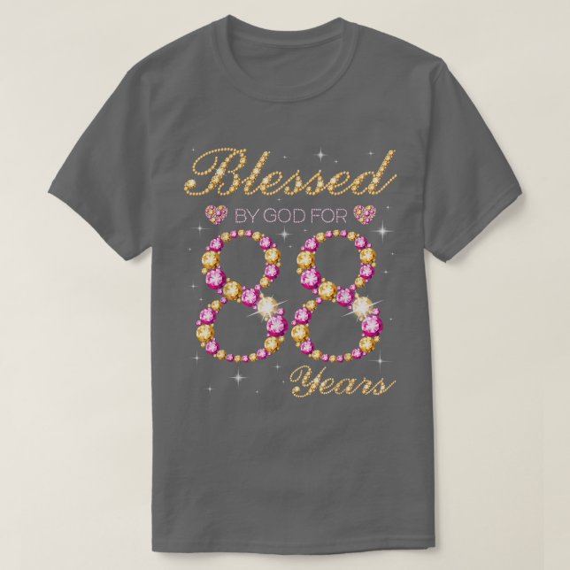 T-shirt Blessed By God For 88 Years Old Birthday Party  (Design devant)