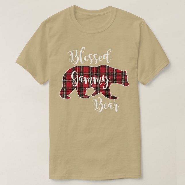 T-shirt Blessed Gammy Bear Red Tartan Plaid Grandma Gift P (Design devant)