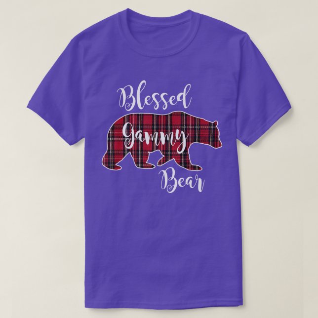 T-shirt Blessed Gammy Bear Red Tartan Plaid Grandma Gift P (Design devant)