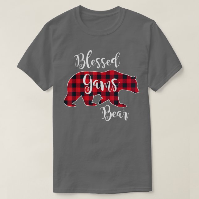 T-shirt Blessed Gams Bear Red Buffalo Check Plaid Fun Gran (Design devant)
