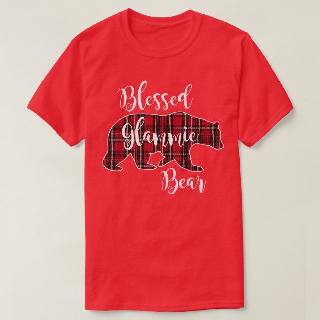 T-shirt Blessed Glammie Bear Red Tartan Plaid Grandma Gift (Design devant)