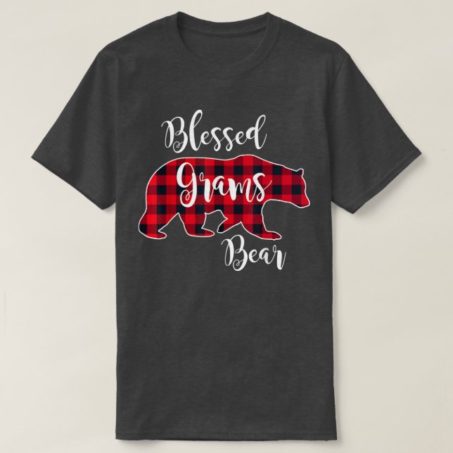 T-shirt Blessed Grams Bear Red Buffalo Check Plaid Fun Gra (Design devant)