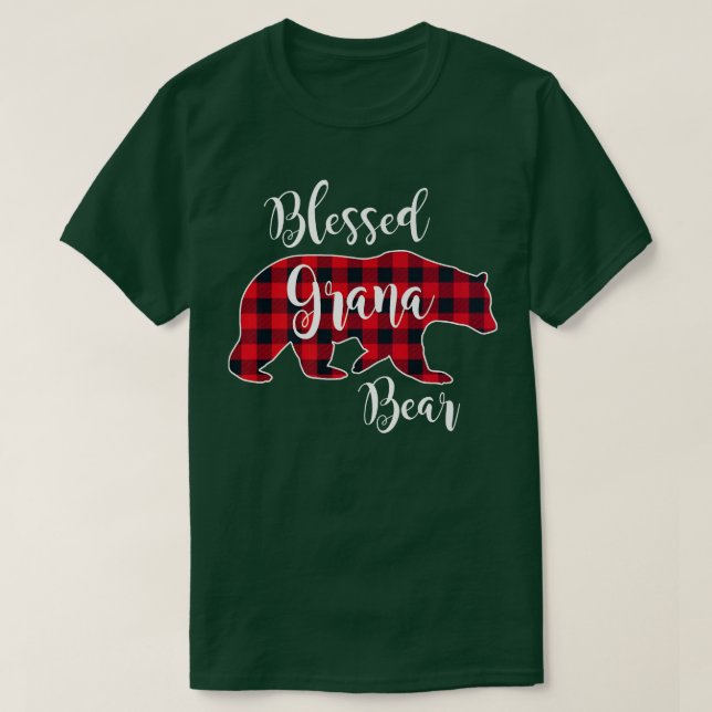 T-shirt Blessed Grana Bear Red Buffalo Check Plaid Fun Gra (Design devant)
