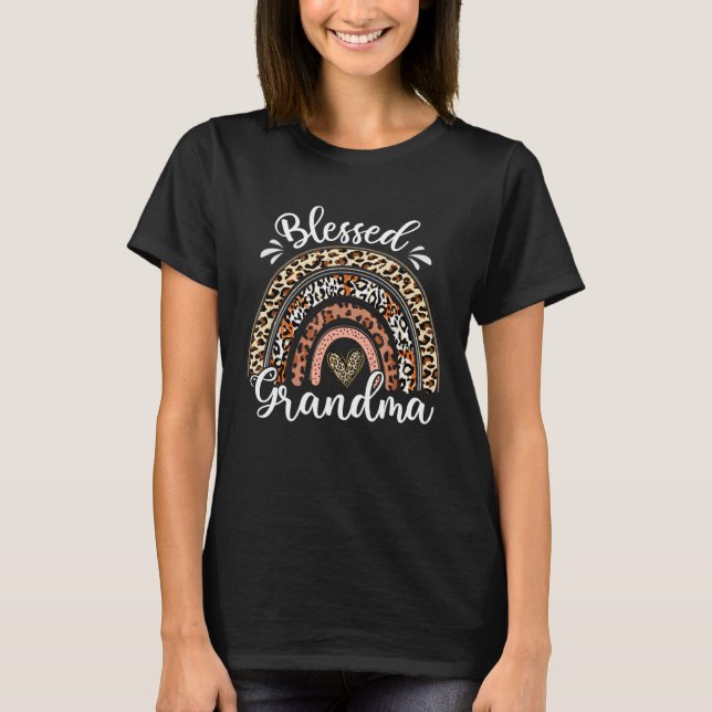 T-shirt Blessed Grandma  Leopard Boho Rainbow Grandma Life (Devant)