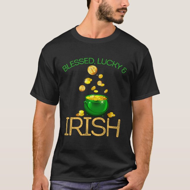 T-shirt Blessed Lucky & Irish Men Women Kids Patricks Day  (Devant)