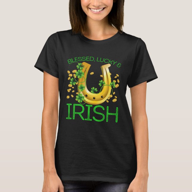 T-shirt Blessed Lucky & Irish Men Women Kids Patricks Day  (Devant)