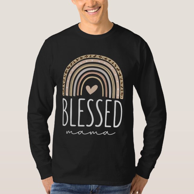 T-shirt Blessed Mama  Leopard Rainbow (Devant)