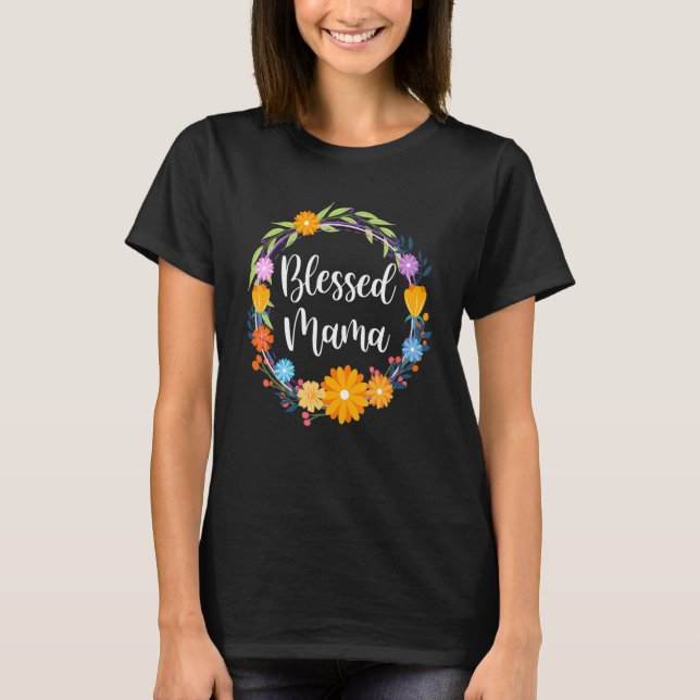 T-shirt Blessed Mama Shirt Grandma Mothers Day Thanksgivin (Devant)