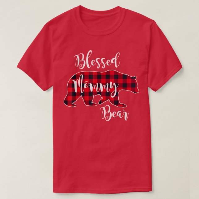 T-shirt Blessed Maman Bear Buffalo Check Plaid Pattern Mam (Design devant)