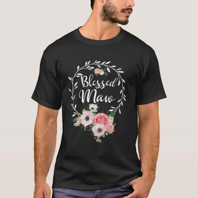 T-shirt Blessed Maw  For Women Flower Decor Grandma (Devant)
