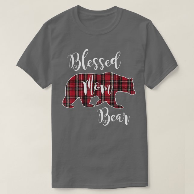 T-shirt Blessed Mom Bear Buffalo Check Plaid Pattern Mama  (Design devant)