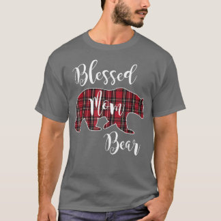T-shirt Blessed Mom Bear Buffalo Check Plaid Pattern Mama 