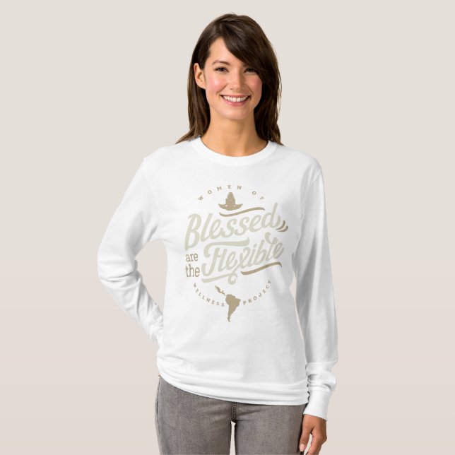 T-shirt Blessed sont la longue douille flexible (Devant entier)