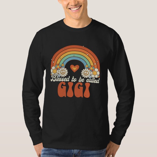 T-shirt Blessed To Be Called Gigi Groovy Rainbow Mother s  (Devant)