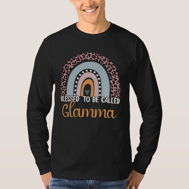T-shirt Blessed To Be Called Glamma Rainbow Leopard Cute M (Devant)
