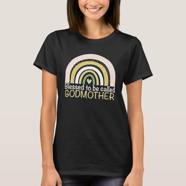 T-shirt Blessed To Be Called Godmother Boho Rainbow Cute M (Devant)
