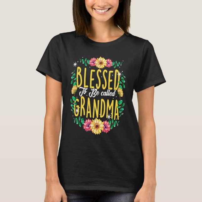 T-shirt Blessed To Be Called Grandma Flowers Grandmother M (Devant)