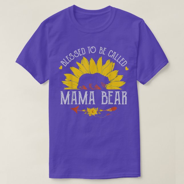 T-shirt Blessed To Be Called Mama A Bear And Sunflower  (Design devant)