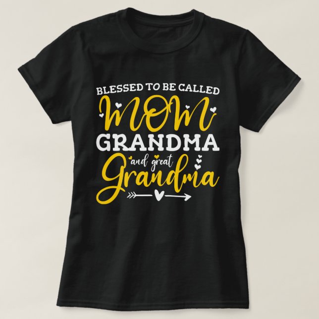T-shirt Blessed To Be Called Mama Grandma Et Great Grandma (Design devant)