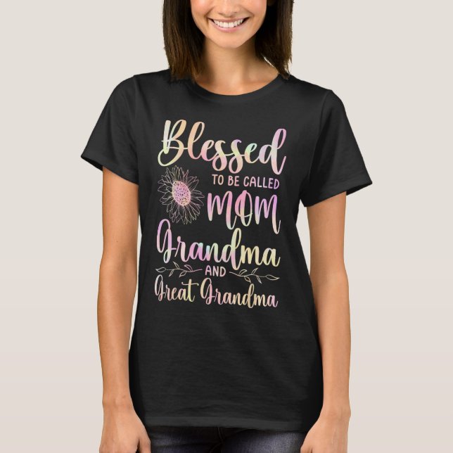T-shirt Blessed To Be Called Mama Grandma Et Great Grandma (Devant)