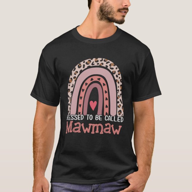 T-shirt Blessed To Be Called Mawmaw Rainbow Leopard Mother (Devant)