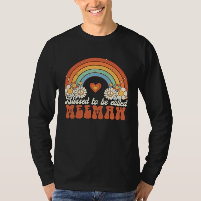T-shirt Blessed To Be Called Meemaw Groovy Rainbow Mothers (Devant)