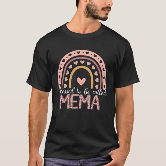 T-shirt Blessed To Be Called Mema Leopard Rainbow Cute Mom (Devant)