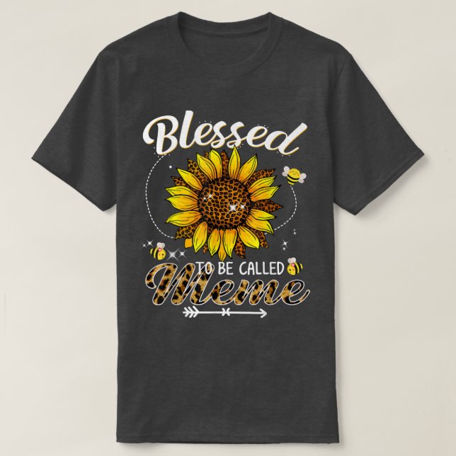 T-shirt Blessed To Be Called Meme Funny Leopard Sunflower  (Design devant)