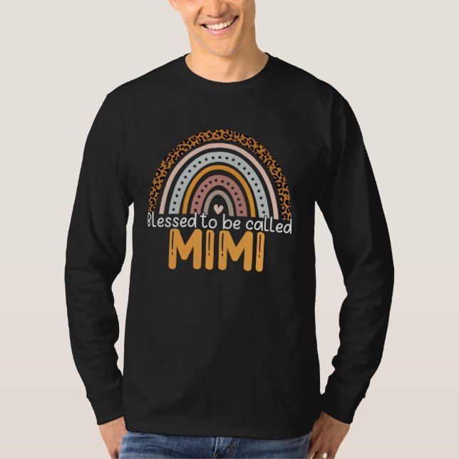 T-shirt Blessed To Be Called Mimi Leopard Rainbow Best Mom (Devant)