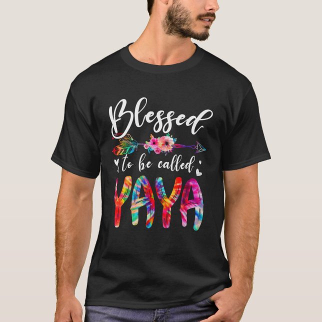 T-shirt Blessed To Be Called Mom & Yaya Floral Tie Dye Mot (Devant)