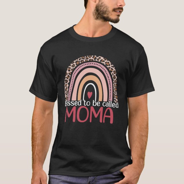 T-shirt Blessed To Be Called Moma Rainbow Leopard Print Mo (Devant)