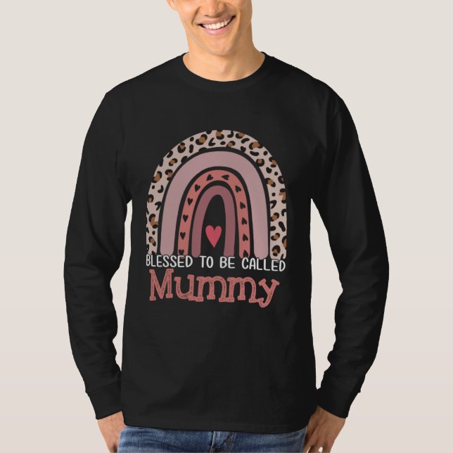 T-shirt Blessed To Be Called Mummy Rainbow Leopard Mother  (Devant)