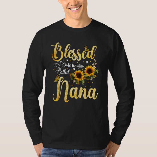 T-shirt Blessed To Be Called Nana Sunflower Butterfly Moth (Devant)