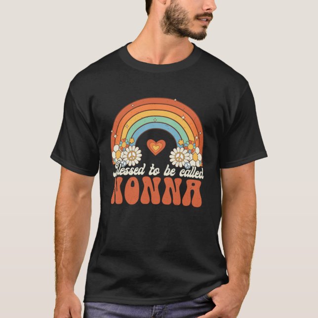 T-shirt Blessed To Be Called Nonna Groovy Rainbow Mothers  (Devant)