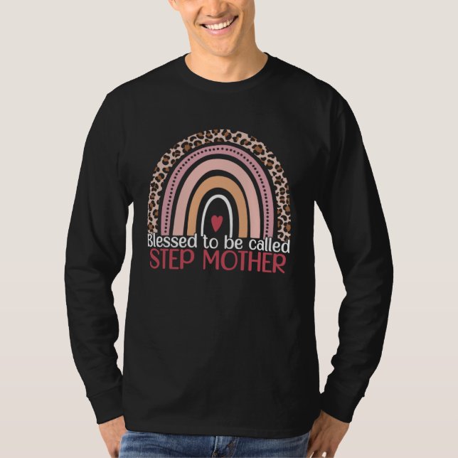 T-shirt Blessed To Be Called Stepmother Rainbow Leopard Mo (Devant)