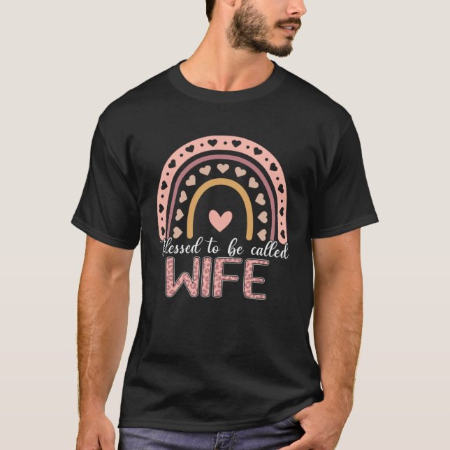 T-shirt Blessed To Be Called Wife Leopard Rainbow Cute Mom (Devant)