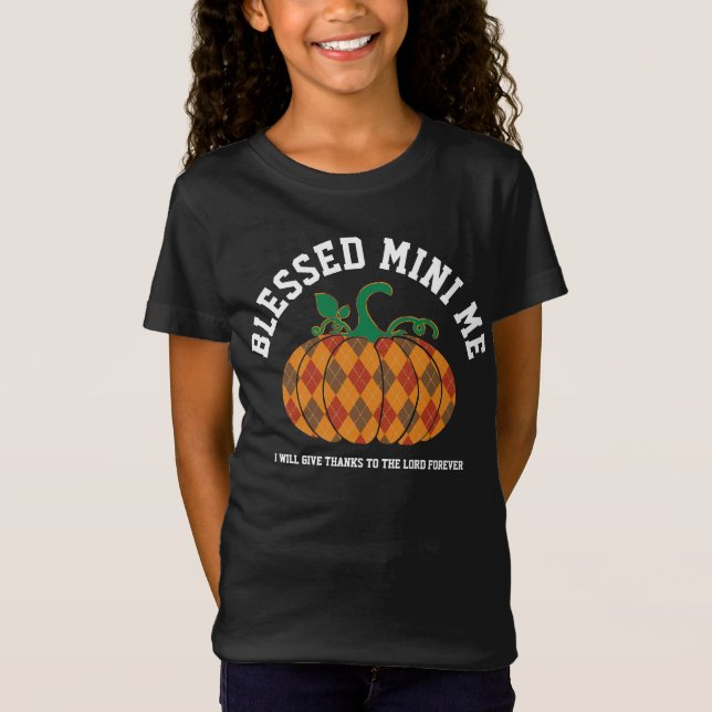 T-Shirt BLESSEE MINI ME Plaid Citrouille Thanksgiving Fall (Devant)