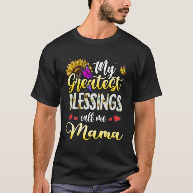 T-shirt Blessings Call Me Mama Butterfly Heart and Themed  (Devant)