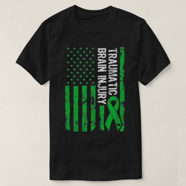 T-shirt Blessure cérébrale traumatique TBI Green Ribbon Ce (Design devant)