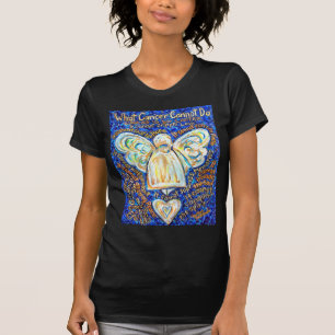 T-shirt Bleu & ; Ange de cancer or - Grand