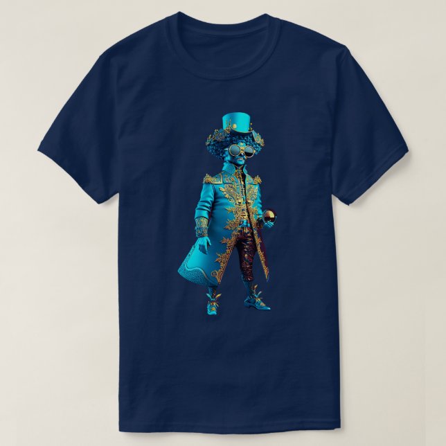 T-shirt Bleu Aristocat Un Fashionista Metalliste Emoji (Design devant)